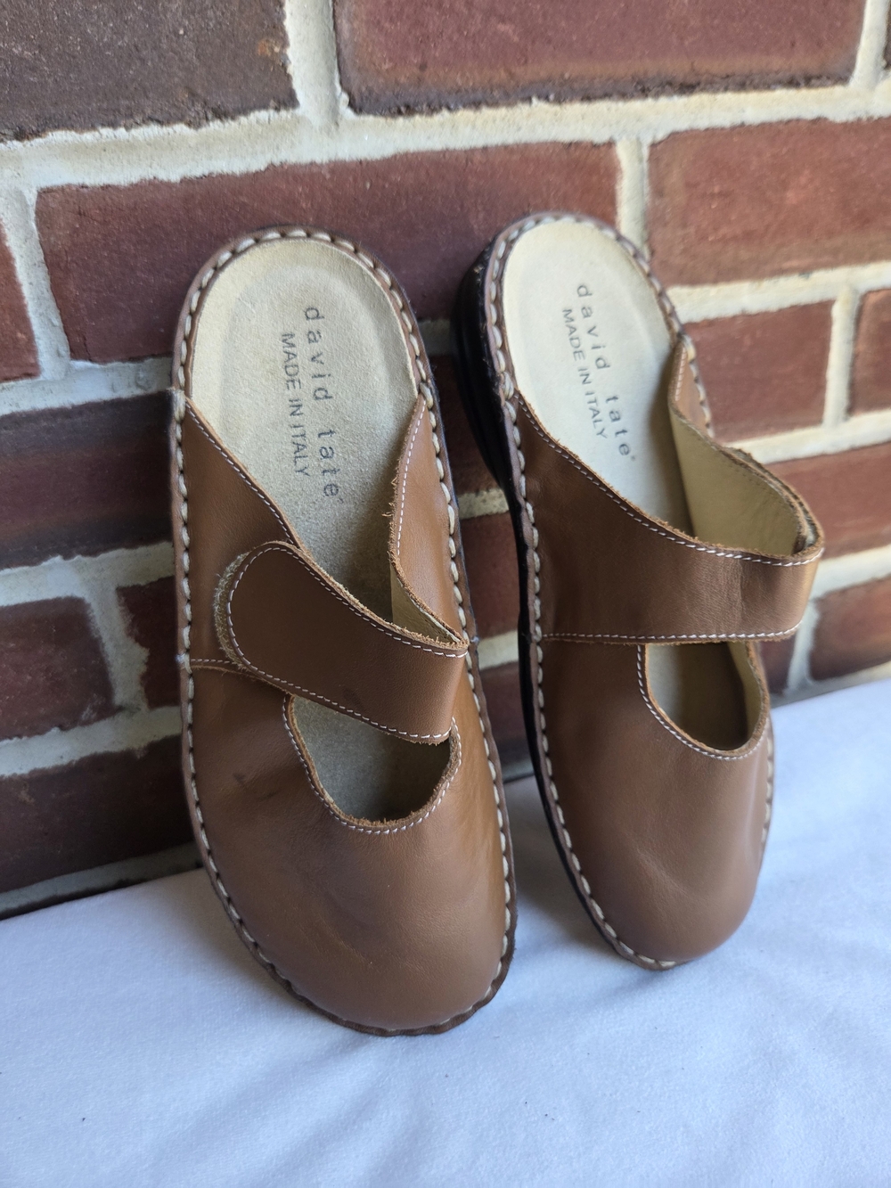David Tate Women’s EU 37 US 6 Brown Leather Mary Jane Mule Clogs Made in Italy